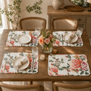 DaDa Bedding Set of 4-Pieces Romantic Roses Pink Floral Quilted Dining Placemats 13” x 19” (879) by DaDalogy Bedding Collection