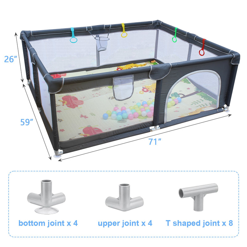 71" x 59" Baby Playard Cloth Playpen Removable Enclosures for Indoor and Outdoor Use Care for Children and Pets