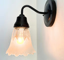 Scalloped Frost and Clear Delicate Hobnail Glass Wall Sconce