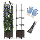 87 Inch Tall Raised Garden Bed with Plant Box Trellis and Lockable Wheels Adjustable Height