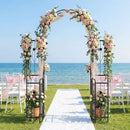 87 inch Tall Garden Arch with Gate Planter Shelves Climbing Trellises by LJGDeals