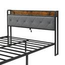 Modern Bed Frame With LED Lights, Upholstered Headboard, USB Charging by HouseOfZazla