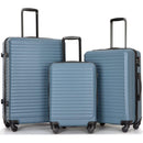 3 Piece Luggage Sets ABS Lightweight Suitcase with Two Hooks, Spinner Wheels, TSA Lock, (20/24/28) Blue