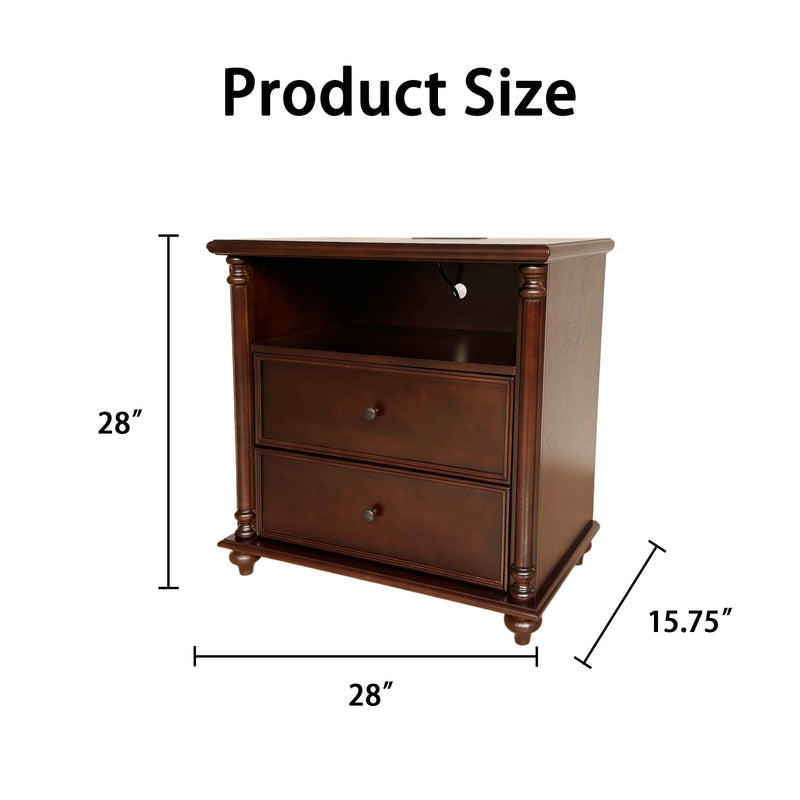 28" Nightstand with Charging Station, Rustic, photo 10 of 10