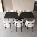 Extendable Dining Table Set With Curved Backrest Upholstered Chairs by HouseOfZazla