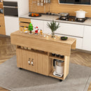 Multi Functional Folding Table With Storage Shelves And Wheels by Unique Piece Furniture