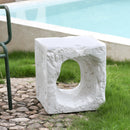 Lyra Outdoor Patio Karst Cave Inspired MGO Side Table White by HouseOfZazla