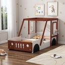 Fun Play Design Twin Size Car Bed, Kids Platform Bed In Car Shaped For Kids Boys Girls Teens - White / Orange by HouseOfZazla
