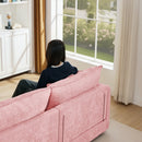 Contemporary Modular Sectional Sofa L Shaped 3-Seater with Movable Ottoman in Pink Chenille, 105 Inch