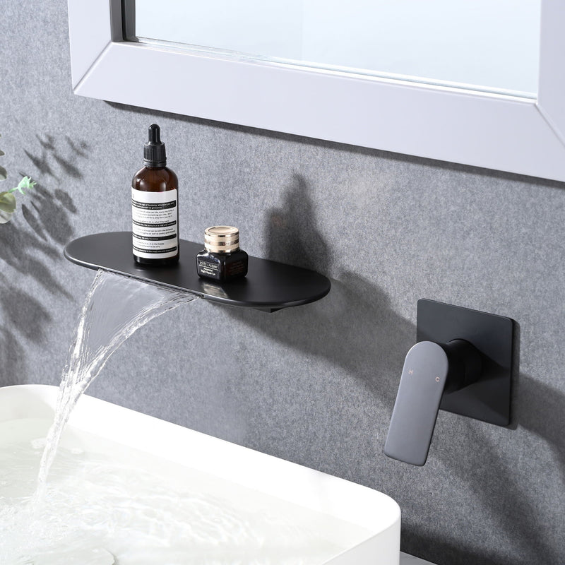 Modern Wall Mount Bathtub Faucet Single Handle With Waterfall Tub Spout And Rough, photo 5 of 6