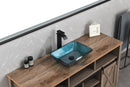 18.125" L -13.0" W -12.0" H Handmade Countertop Glass Rectangular Vessel Bathroom Sink Set in Blue Glass with Matte Black Single-Handle Single Hole Faucet and Pop Up Drain