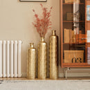 Floor Metal Vases Decorated White Metal Vases (Set of 3) Gorgeous Home Decoration Large Glazed Metal Vases - Golden