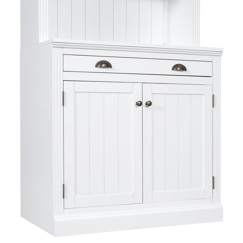 83.4"Tall Bookshelf with LED Lighting, Modern Bookcase with 2 Doors and 1 Drawer,Storage Bookcase with Open Shelves for Living Room,Home Office,White