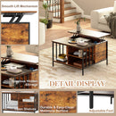 Lift Top Coffee Table With Storage, Adjustable Height Living Room - Black / Brown