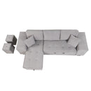 Modern L-Shape 3 Seat Reversible Sectional Couch, Pull Out Sleeper Sofa With Storage Chaise And 2 Stools For Living Room Furniture Set by HouseOfZazla