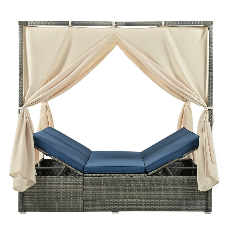Adjustable Sun Bed With Curtain,High Comfort,With 3 Colors