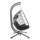 2 Persons Egg Chair with Stand Indoor Outdoor Swing Chair Patio Wicker Hanging Egg Chair Hanging Basket Chair with Stand for Bedroom Living Room Balcony