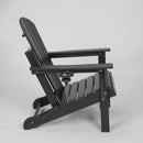 HDPE Folding Adirondack Chair with Dual Cup Holder - Black