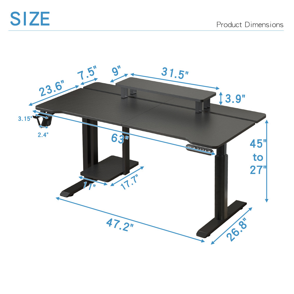 Polaris 63" Adjustable Height Desk, photo 3 of 10