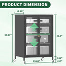 Media Storage Cabinet With Wheels, 4 Adjustable Glass Shelves & Door, Heavy-Duty - Black by HouseOfZazla