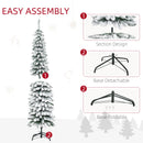 HOMCOM 6' Tall Unlit Snow Flocked Artificial Christmas Tree