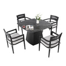 Outdoor Patio Dining Set, Squircle Dining Table, Dining Chairs With Sunbrella Cushions by Unique Piece Furniture