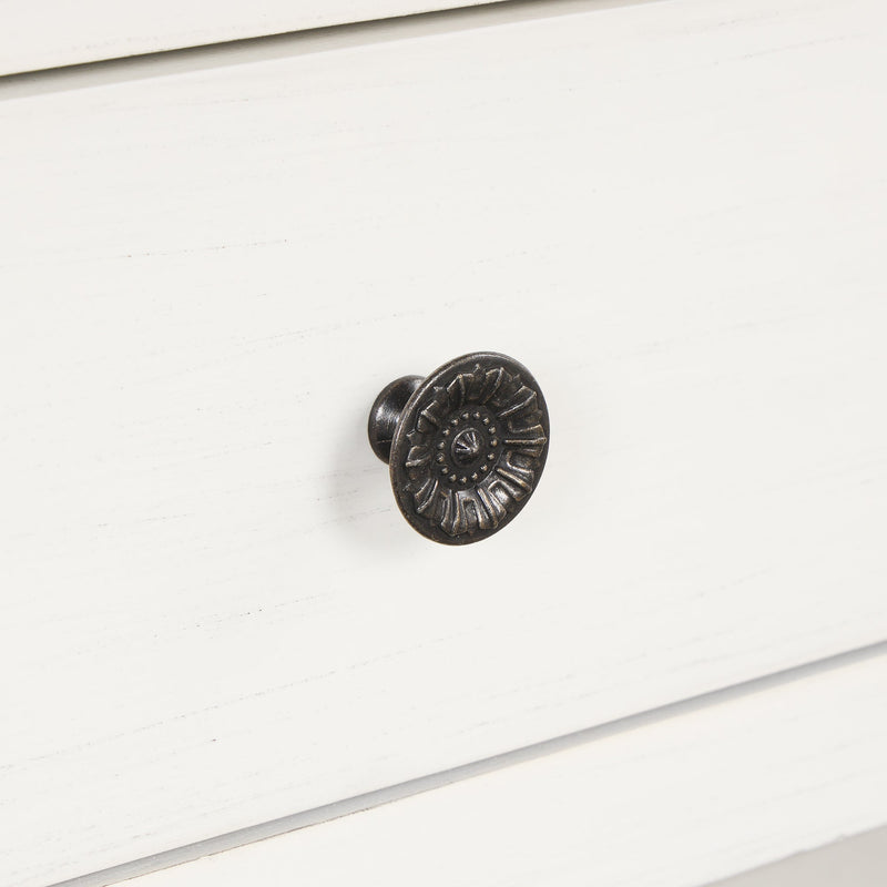 48" Solid Pine Wood Top Console Table, Modern Entryway Sofa Side Table with 3 Storage Drawers and 2 Shelves. Easy to Assemble (Antique White+ Brown Top)