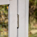 83"L Outdoor Rabbit Hutch, Guinea Pig Cage Indoor Outdoor Wooden Bunny Hutch with Double Runs, Weatherproof Roof, Removable Tray, Ramps, Gray