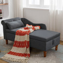 Chaise Lounge Indoor, Lounge Chair For Bedroom With Storage & Pillow, Modern Upholstered Rolled Arm Chase Lounge For Sleeping With Nailhead Trim For Living Room Bedroom Office by Unique Piece Furniture