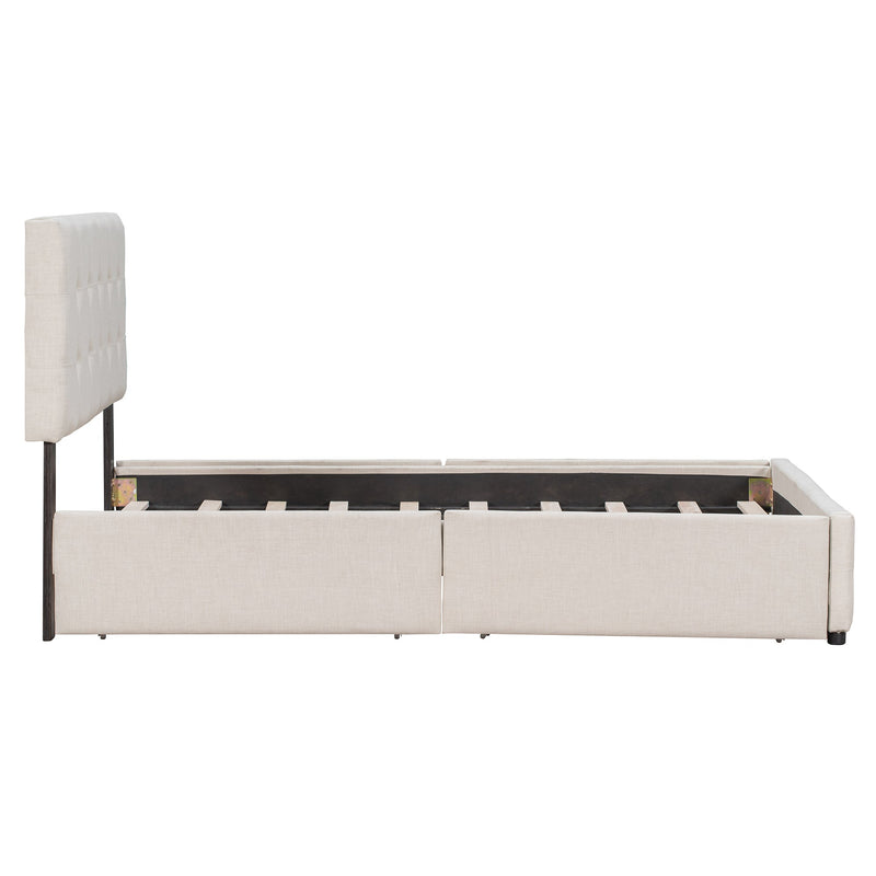 Walker Edison | Upholstered Platform Bed with Storage