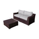 Wicker 2 Person Conversation Set, Durable Outdoor Seating With Cushions Mix - Brown Mix by HouseOfZazla