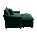 Classic Modern Comfortable Single Chair Deep Seat Sofa with Footstool, Green Corduroy Fabric, Living Room & Bedroom