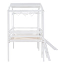Loft House Bed With Ladder And Slide, With board And Light Strip On The Roof by HouseOfZazla