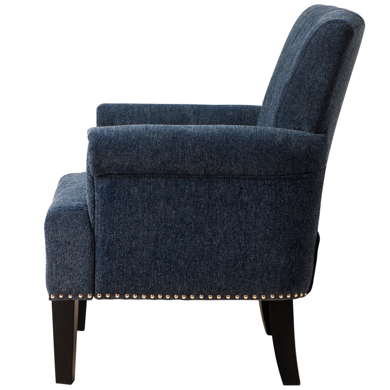 Accent Rivet Tufted Polyester Armchair, Navy Blue
