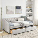 Upholstered Tufted Daybed With 2 Drawers, Waved Arms by HouseOfZazla
