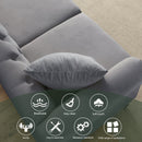 79" Chesterfield Sofa Grey Velvet for Living Room, 3 Seater Sofa Tufted Couch with Rolled Arms and Nailhead for Living Room, Bedroom, Office, Apartment, two pillows