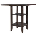5-Piece Wooden Counter Height Dining Set with Padded Chairs and Storage Shelving (Espresso)