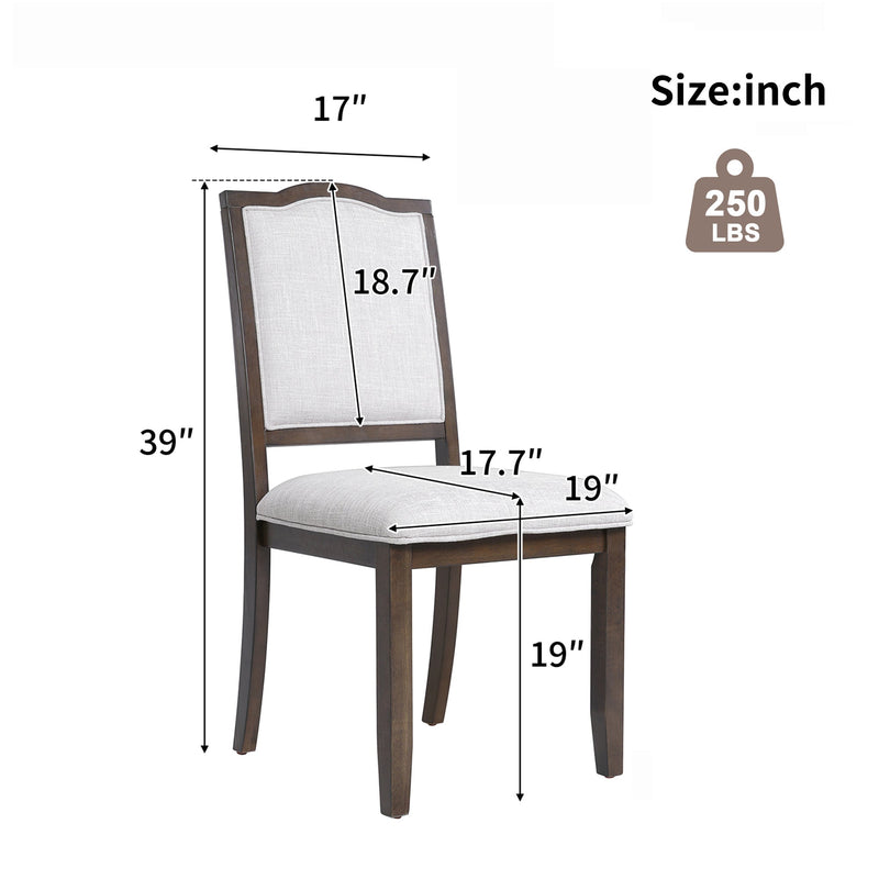 Farmhouse Dining Chairs Set of 4, Upholstered Dining Chairs with High Back, Modern Seating for Kitchen, Bedroom & Living Room(Beige+Brown)