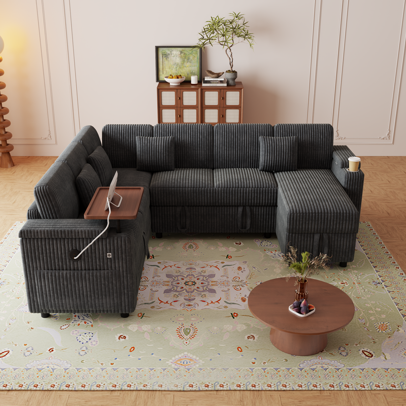 100-Inch Pull-Out Sofa with USB Ports and Cup Holder, photo 7 of 10
