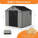 8x8 Ft Resin Outdoor Storage Shed with Floor