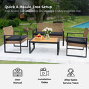 4 Piece Patio Furniture Set With Acacia Wood Table Top And Cushions by HouseOfZazla