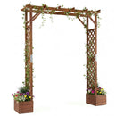 Garden Arbor with Planter Boxes 87in Tall Wooden Trellis by LJGDeals
