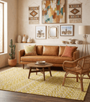 Gold and Ivory Recycled Silk Area Rug 8.7x11.4 - Southwestern