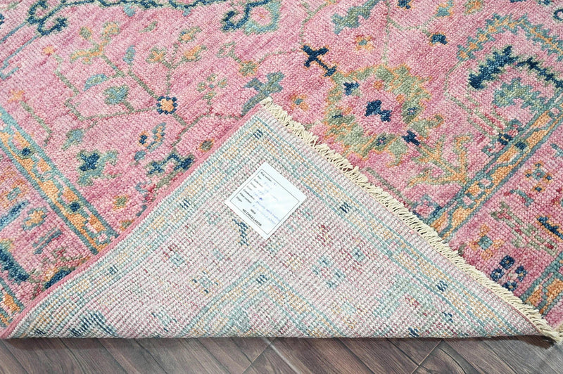 5x7 Pink LoomBloom Hand Knotted Transitional Patterned Oushak 100% Wool Oriental Area Rug