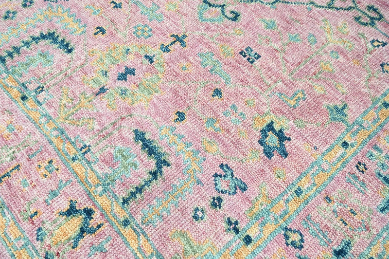 5x7 Pink LoomBloom Hand Knotted Transitional Patterned Oushak 100% Wool Oriental Area Rug