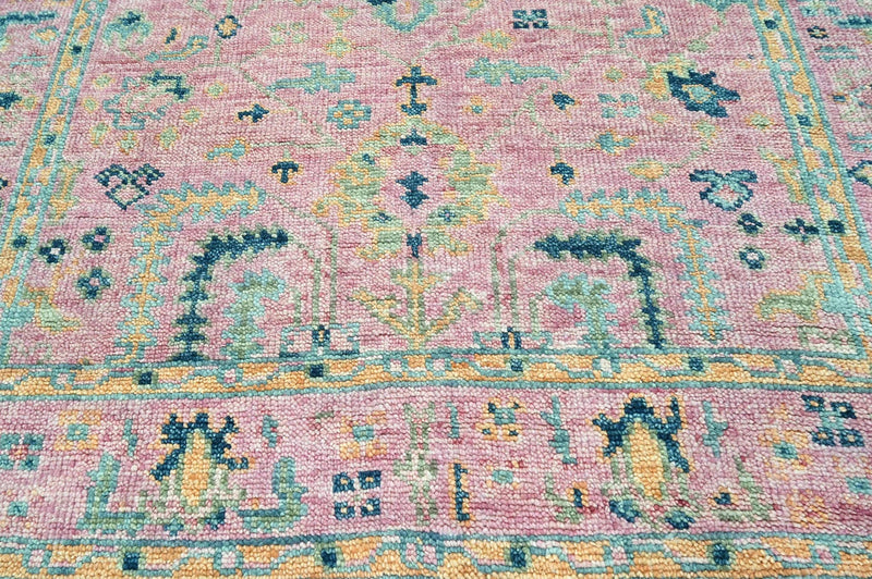 5x7 Pink LoomBloom Hand Knotted Transitional Patterned Oushak 100% Wool Oriental Area Rug