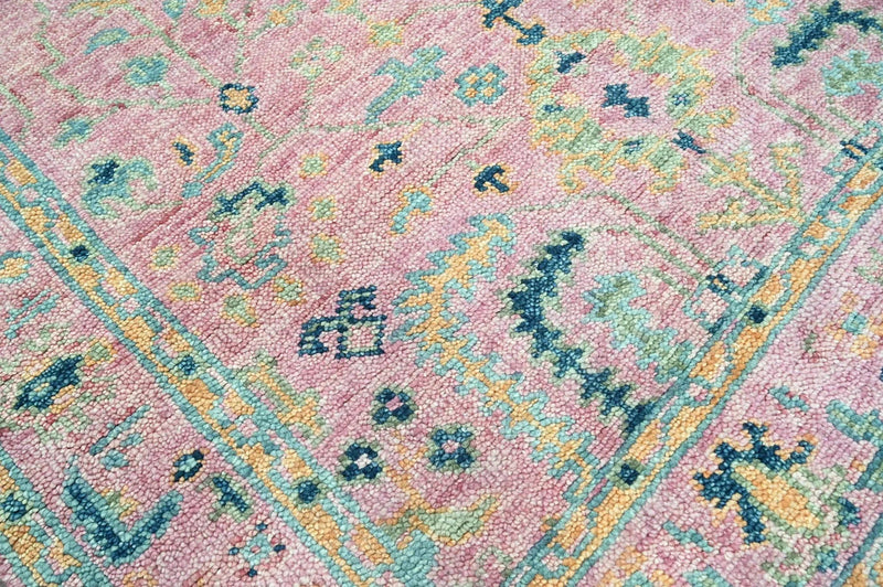 5x7 Pink LoomBloom Hand Knotted Transitional Patterned Oushak 100% Wool Oriental Area Rug