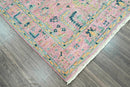 5x7 Pink LoomBloom Hand Knotted Transitional Patterned Oushak 100% Wool Oriental Area Rug
