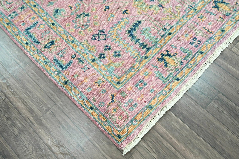 5x7 Pink LoomBloom Hand Knotted Transitional Patterned Oushak 100% Wool Oriental Area Rug