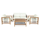 4-Piece Acacia Wood Outdoor Patio Sofa Set